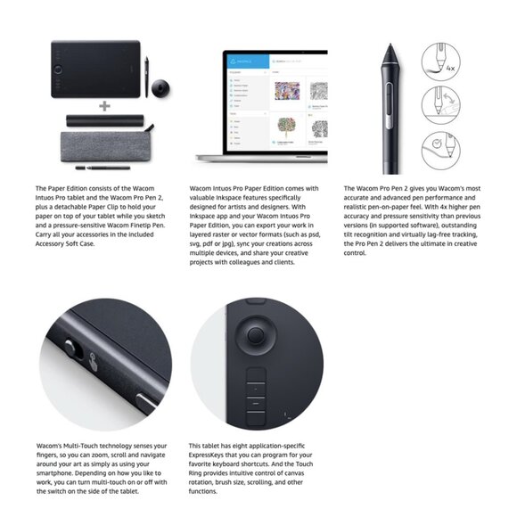 Wacom Intuos Pro Paper Edition digital graphic drawing tablet and case Medium - Picture 8 of 16